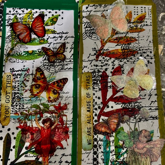Colorful Butterfly tag set handmade mixed media junk journal ephemera - Picture 6 of 7